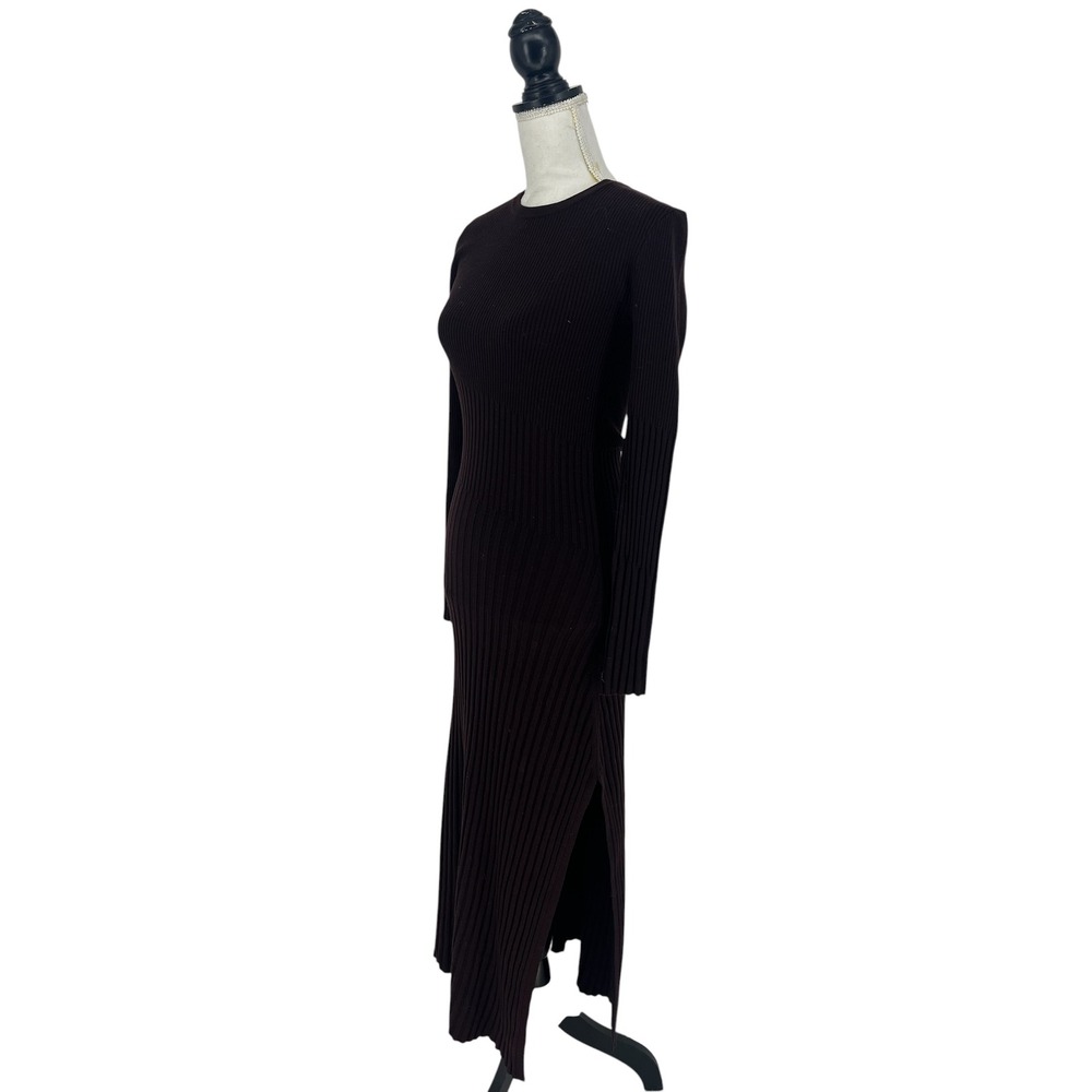 A.L.C. Emmalynn Rib Knit Merino Wool Midi Dress Brown Size Small - Picture 9 of 16
